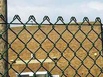 Heavy duty green PVC coated chain link mesh with knuckled  tops.