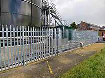 2000mm high galvanised steel palisade fencing with triple pointed tops